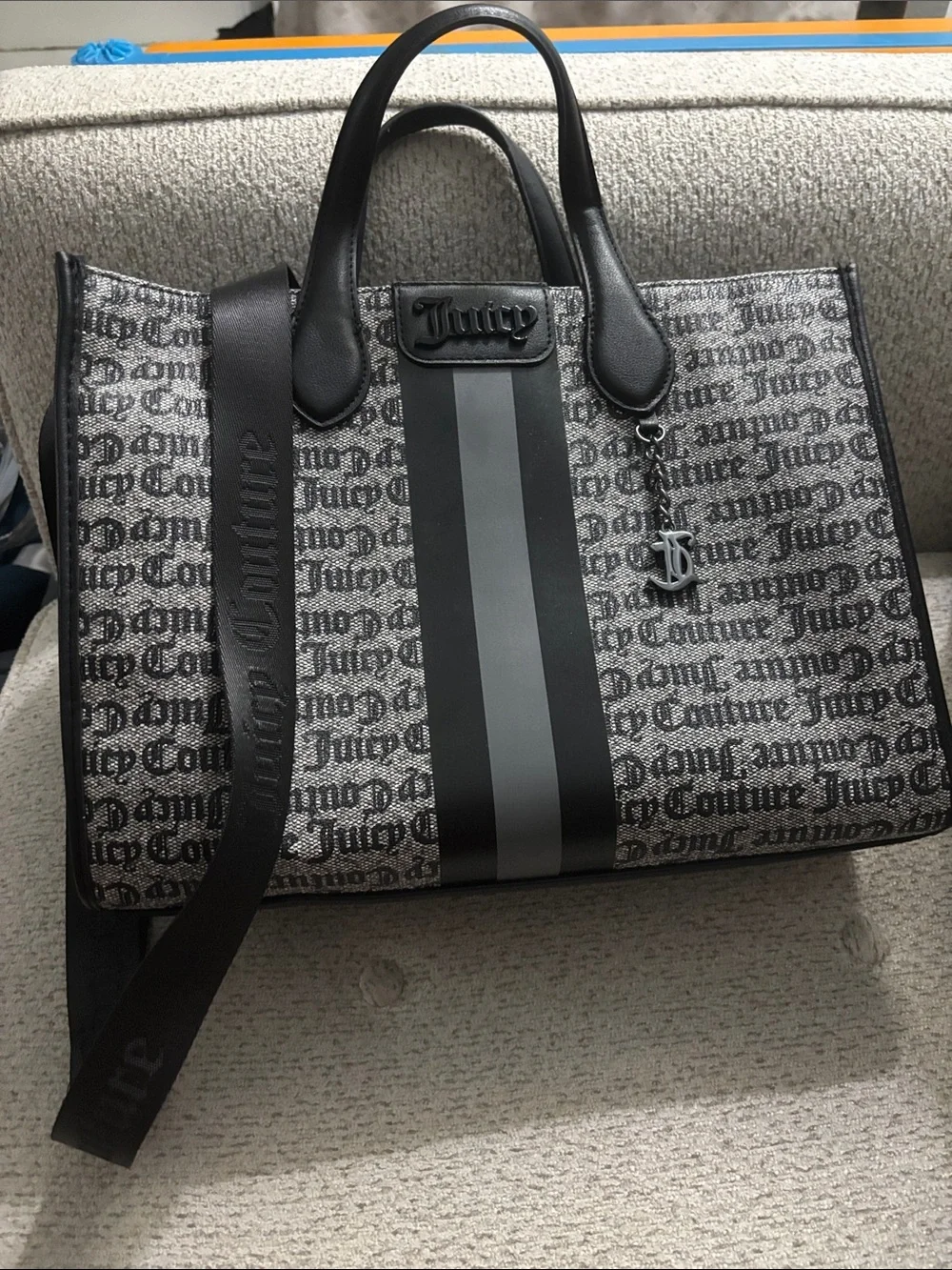 Juicy Couture Black & Gray Logo Tote Bag
